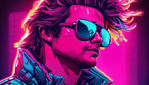 a close up of a person wearing sunglasses, cyberpunk art, by Justin Gerard, digital art, eighties miami vice, vector style drawing, marty mcfly, 80s hair, pink and blue lighting, vintage 80s print, neon ligh, vector style