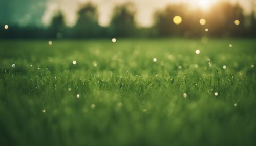 Green field, two moons, sunshine, few clouds