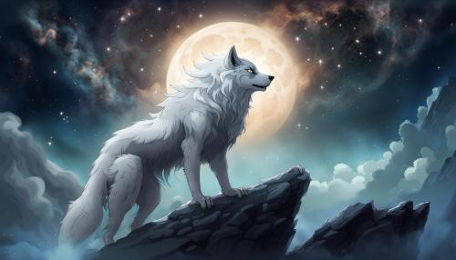 white werwolf shamurai back ground night sky