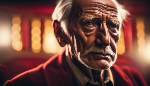 red and gold old man face 