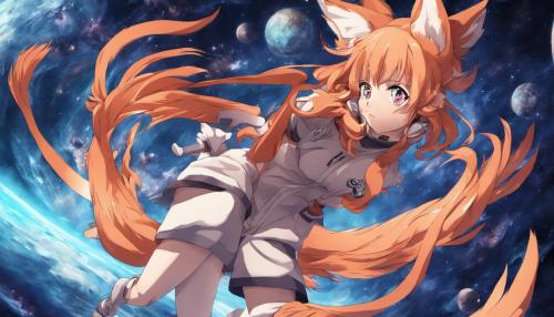 9 tailed fox girl in the space