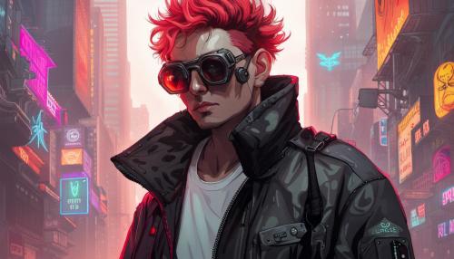 Cyberpunk, techwear, trippy, angelic, demon, good omens