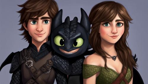 A female nightfury human with hiccup adult