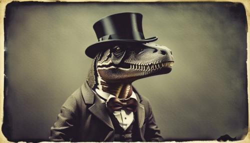 T rex wearing top hat