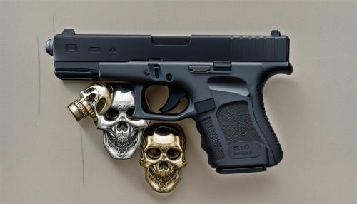 Skull with two black glock 19 in the center