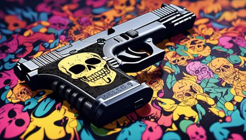 Skull center with two black glock 19