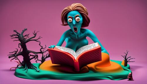 Scared woman reading a horror book