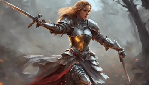 Female knight in combat