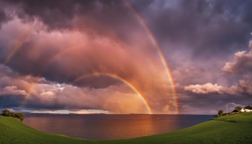 Sunset with rainbow