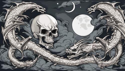 skull dragon moon