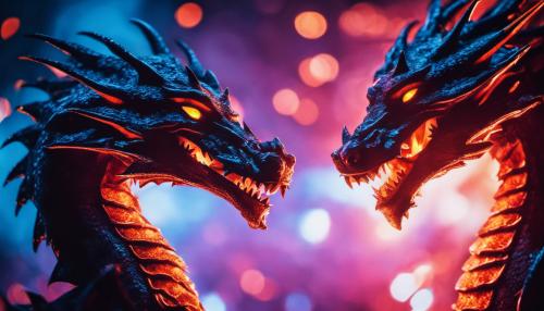 fire dragon and ice dragon neon moon