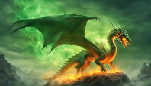 fire dragon with green mist