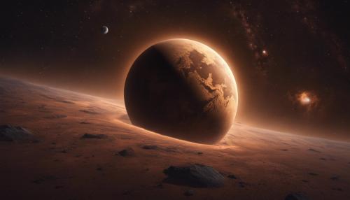 A planet like earth with a brown moon orbiting a giant star