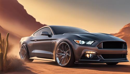 Mustang S550, desert road, sunset