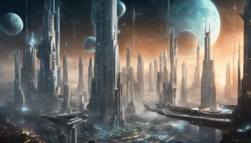 Futuristic city in outer space