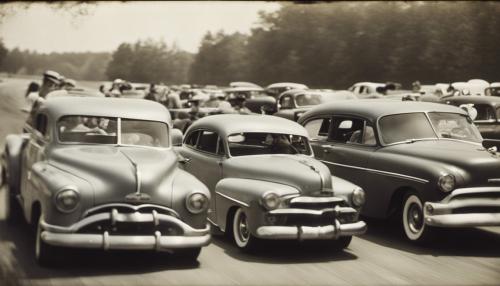 2 Hotrods racing in the 1950's