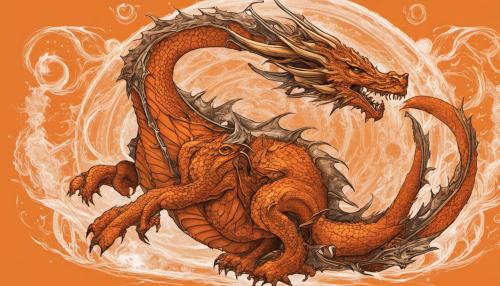 Fantasy dragon space orange