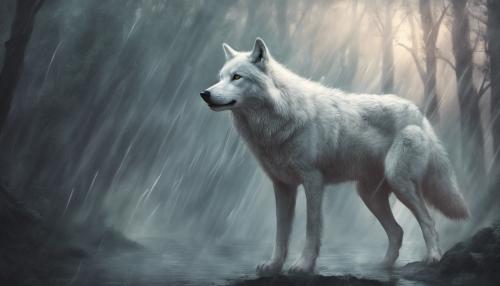 Whitw wolf rainy foresr