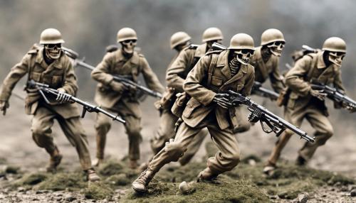 Modern usa skeleton soldiers fighting germans in world war 1