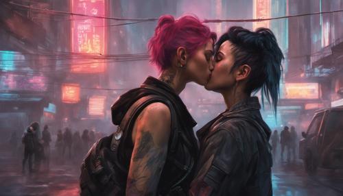 Lesbians kissing in Cyberpunk 