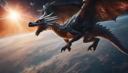 Dragon flying in space over earth