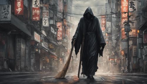 Grim reaper walking in Tokyo