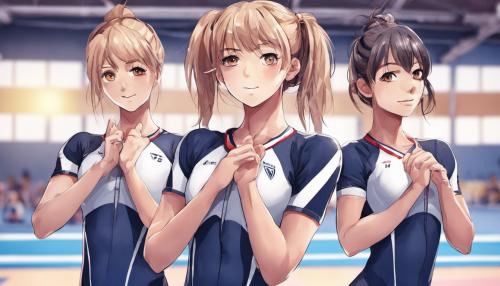 Attractive female gymnastics team