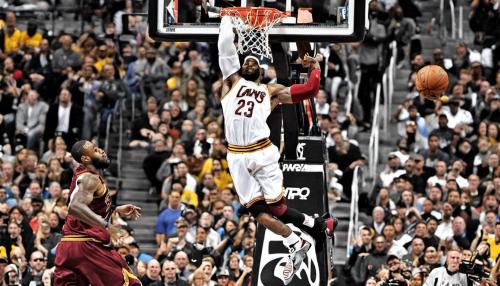 LeBron James dunking