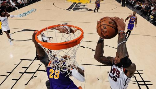 LeBron James dunking