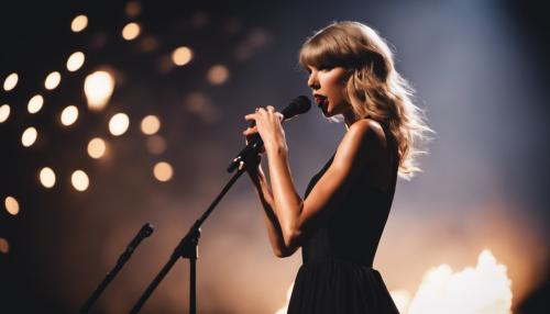 Taylor Swift performing at concert black dress candle lighting