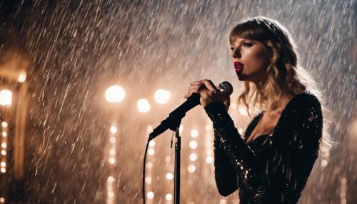 Taylor Swift performing in the rain black dress candle light