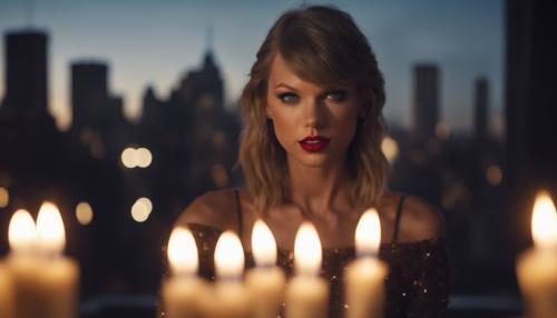 Taylor Swift performing on New York City rooftop candle light