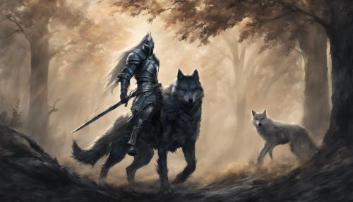 Knight Artorias unbendable will of Steel and his wolf companion Sif.