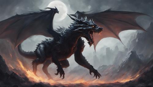 A black dragon in a fight with a Wolf knight. 