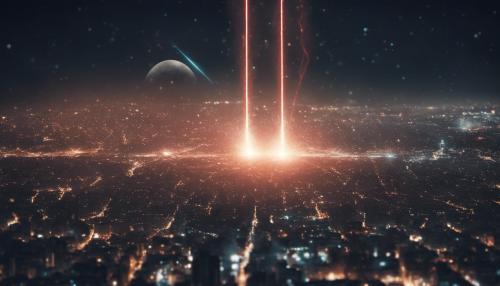 A space laser blowing up a city at night