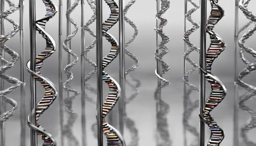 A DNA strand surrounded by mirrors 