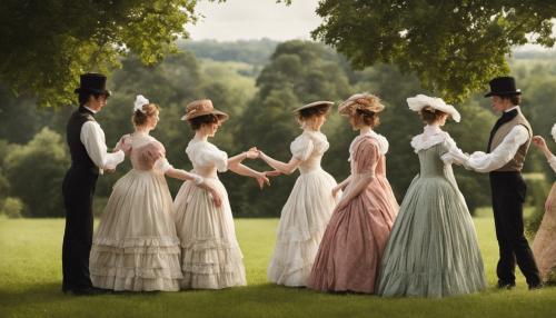 Jane Austen inspired seen Victorian countryside dance 