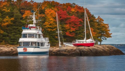 Novia Scotia in the fall seaside 4k sailboat in the background