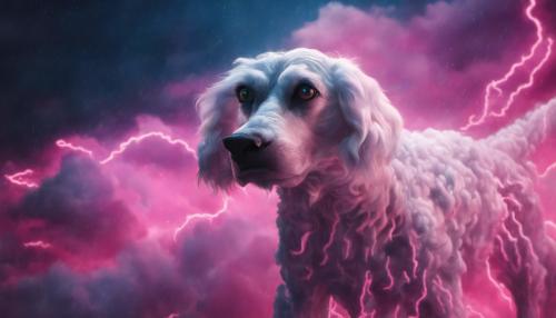 The never-ending story Falkor flying through neon clouds in a thunderstorm super high detailed