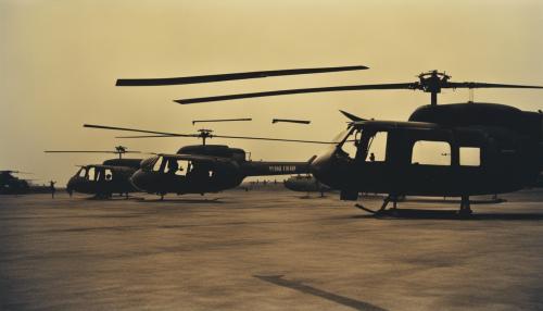 Helicopter Squadron. Vietnam War. Sunset.