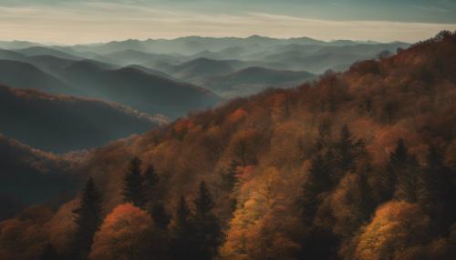 Aerial view of the Smoky Mountains in autumn