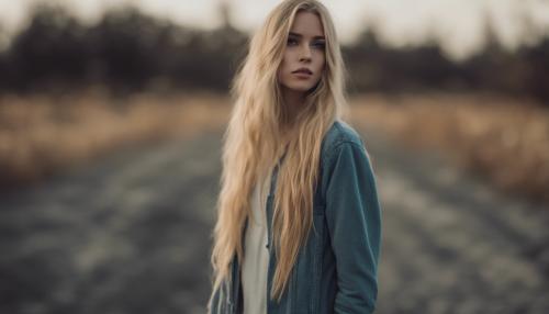 full length tall girl standing  with long blonde hair 