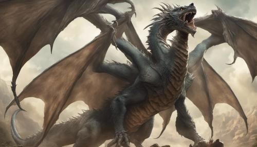 Los dragones alados son criaturas enormes, que pueden llegar a medir 15 metros de largo y 9  metros de alto, incluyendo la cola y las alas.Su composición interna se destaca por tener músculos fuertes, ya que por ser criaturas torpes y grandes, es común que se choquen con los árboles del entorno. También tienen huesos grandes y resistentes pero relativamente ligeros, lo que les permite mantener su capacidad de vuelo.Obviamente para este entorno y este tamaño, se necesita un gran sistema respiratorio y digestivo avanzado capaz de regular su aliento y sus comidas.Por otra parte, su composición externa se caracteriza por tener una gran capacidad de audición, ya que al tener una mala vista, su audición los ayuda a orientarse ya sea para cazar o para escuchar enemigos.Las escamas (piel) del dragón tienen una textura rugosa o escamosa. Su hábitat se rodea de bosques y árboles