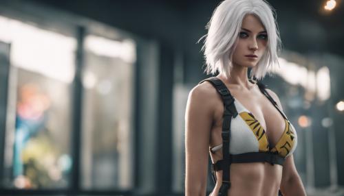 Iana from rainbow six siege, white hair, bikini, young, standing