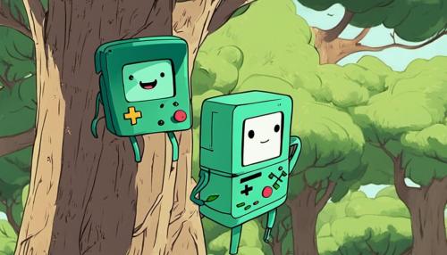 Bmo from adventure time in the tree house