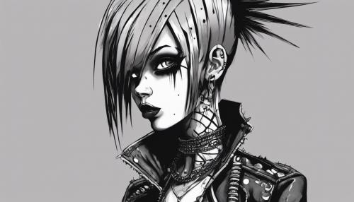 Detailed punk goth girl no cloths