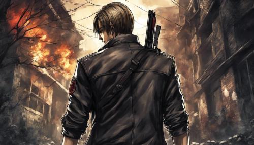 Leon Kennedy, Resident evil 4, Dark color's, Fighting, Back view.