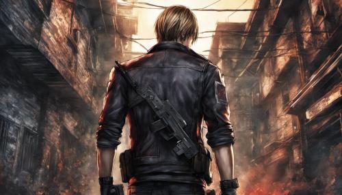 Leon Kennedy, Resident evil 4, Dark color's, Fighting, Back view.