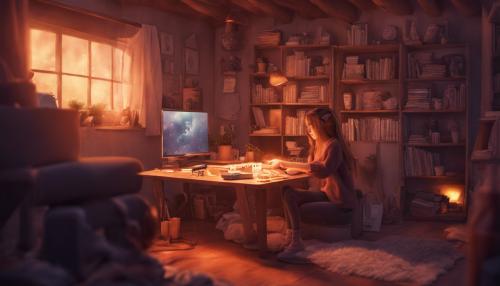 Girl gaming cozy warm lights