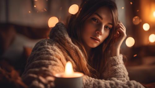 Girl gaming cozy warm lights